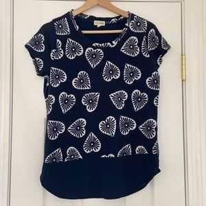 Navy Blue heart patterned blouse